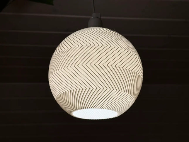 Zigzag Orb Glow Pendant Light – Beige / Zikzak Küre Işığı Sarkıt Lamba – Bej